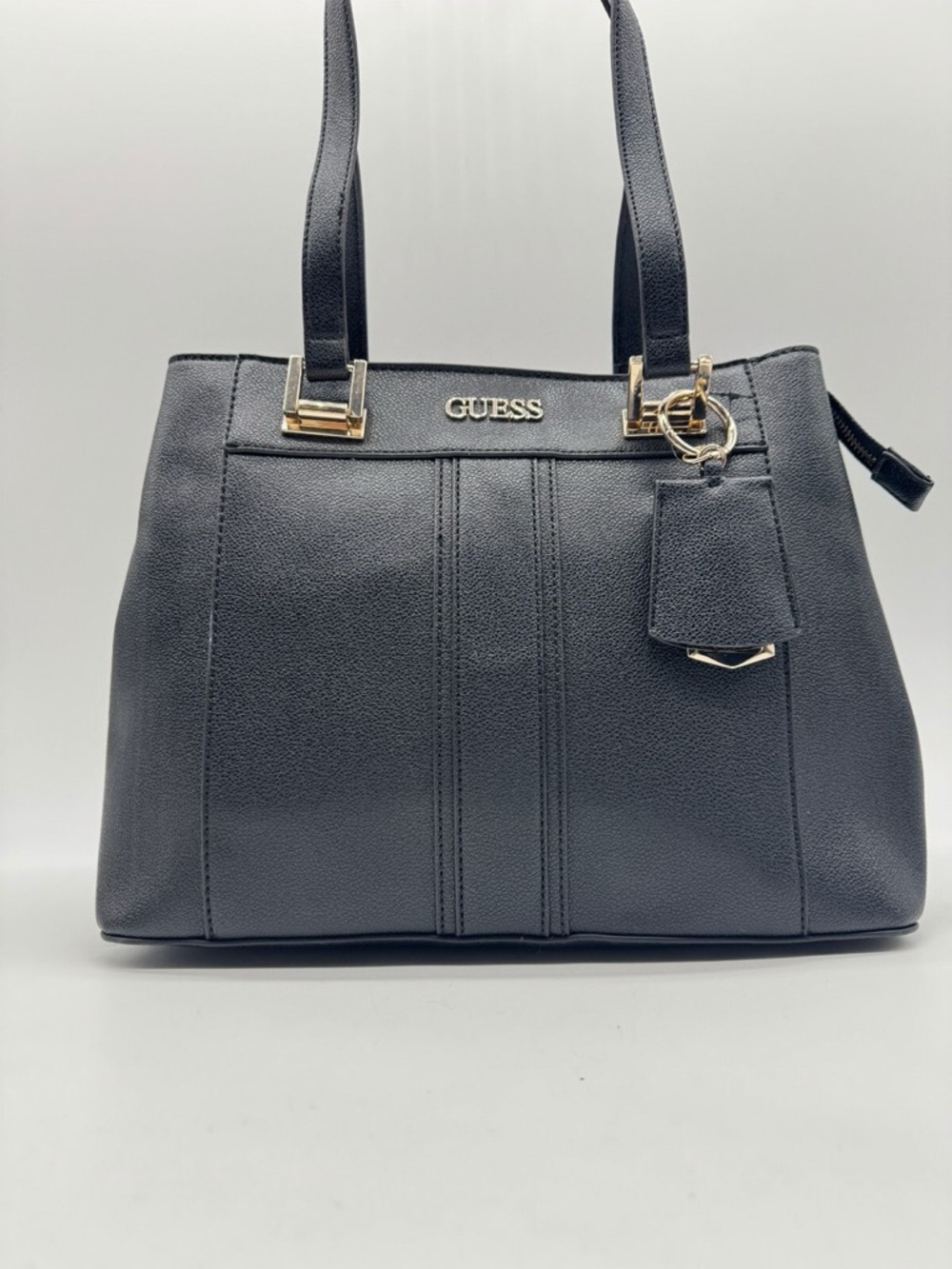 GUESS Black “Trixy” Satchel with Gold Accent Hardware